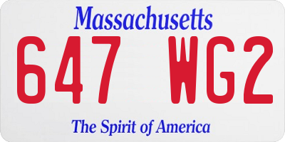MA license plate 647WG2