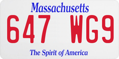 MA license plate 647WG9