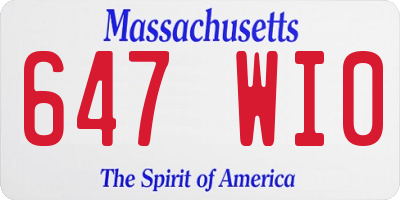 MA license plate 647WI0