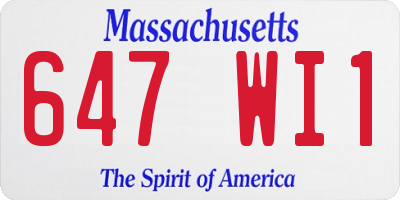MA license plate 647WI1