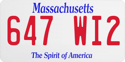 MA license plate 647WI2