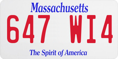 MA license plate 647WI4
