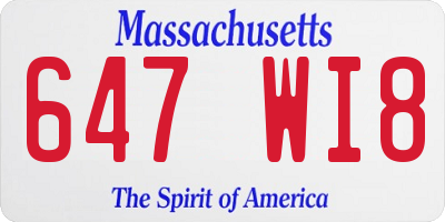 MA license plate 647WI8