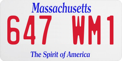 MA license plate 647WM1