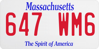 MA license plate 647WM6