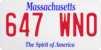 MA license plate 647WN0