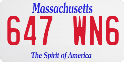 MA license plate 647WN6