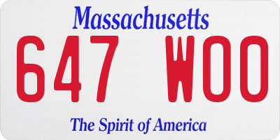 MA license plate 647WO0