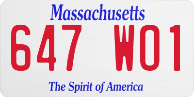 MA license plate 647WO1