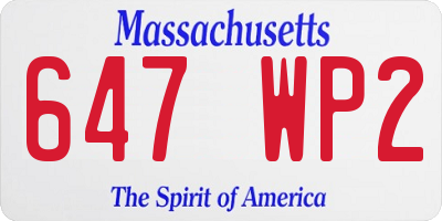 MA license plate 647WP2