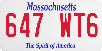 MA license plate 647WT6