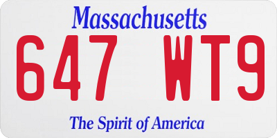 MA license plate 647WT9