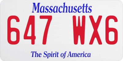 MA license plate 647WX6