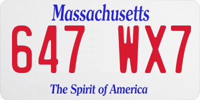 MA license plate 647WX7