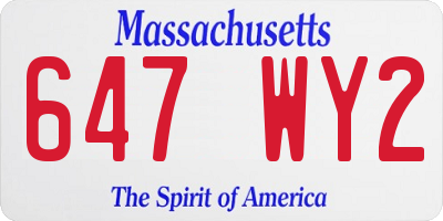 MA license plate 647WY2