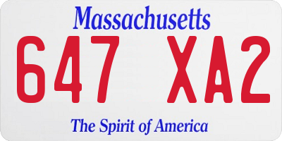 MA license plate 647XA2