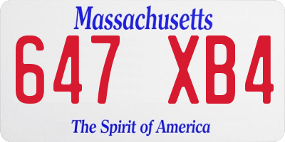 MA license plate 647XB4