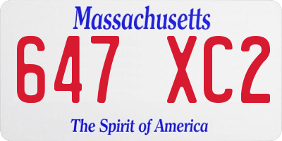 MA license plate 647XC2