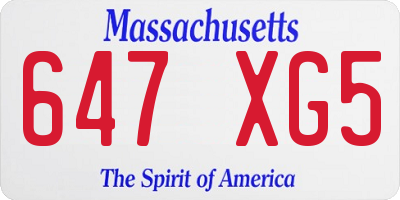 MA license plate 647XG5