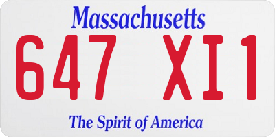 MA license plate 647XI1