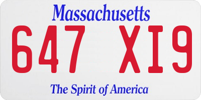 MA license plate 647XI9