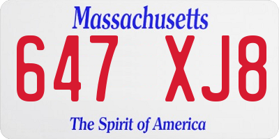 MA license plate 647XJ8
