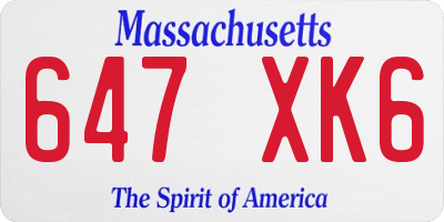 MA license plate 647XK6