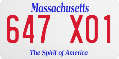 MA license plate 647XO1
