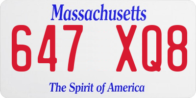 MA license plate 647XQ8