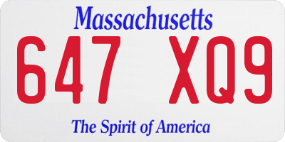 MA license plate 647XQ9