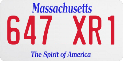 MA license plate 647XR1