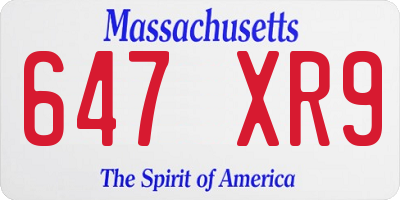 MA license plate 647XR9