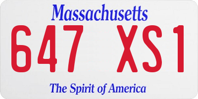 MA license plate 647XS1