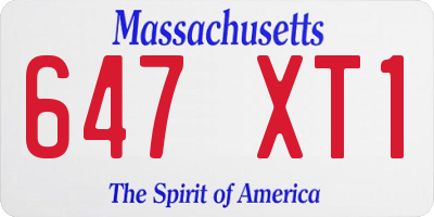 MA license plate 647XT1