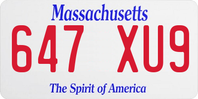 MA license plate 647XU9