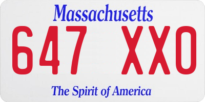 MA license plate 647XX0