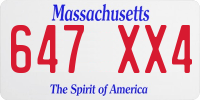 MA license plate 647XX4