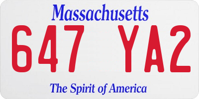 MA license plate 647YA2