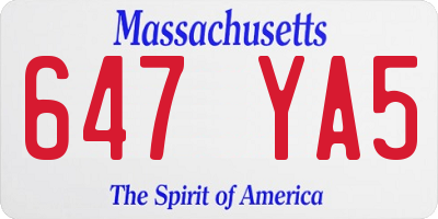 MA license plate 647YA5