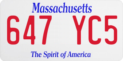 MA license plate 647YC5