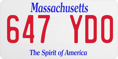 MA license plate 647YD0