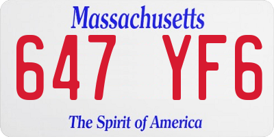MA license plate 647YF6