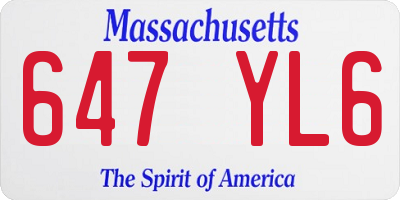 MA license plate 647YL6