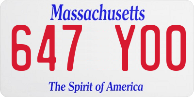 MA license plate 647YO0