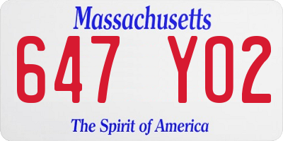 MA license plate 647YO2