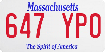 MA license plate 647YP0