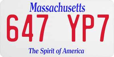 MA license plate 647YP7