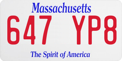 MA license plate 647YP8