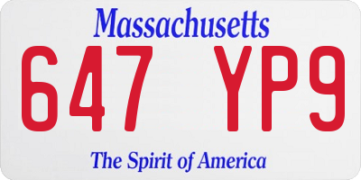 MA license plate 647YP9