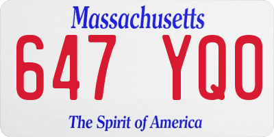 MA license plate 647YQ0